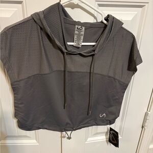 Gray Hooded Crop Top